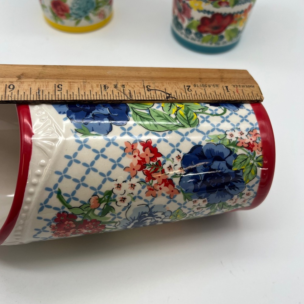 Pioneer Woman Floral Medley 3 Compartment Stoneware Utensil Holder Lazy Susan - Picture 7 of 15